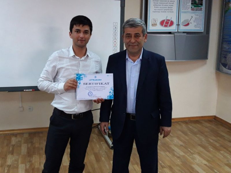 Вручение сертификата UZTELECOM